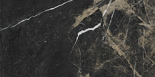 Superb Marble Pierre Black Porcelain Tile tile face, 600 x 300 mm