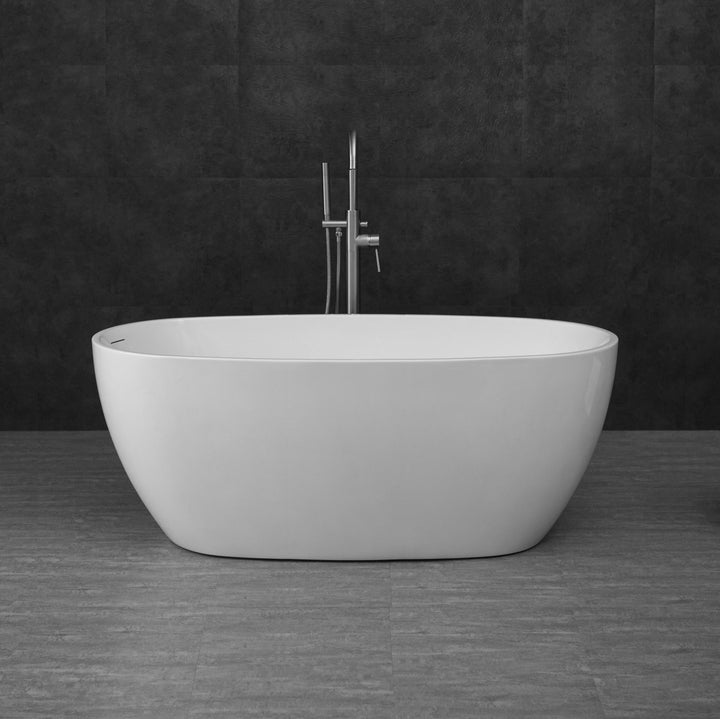 Vinny 1300 Gloss White Freestanding Bath with Overflow - main view