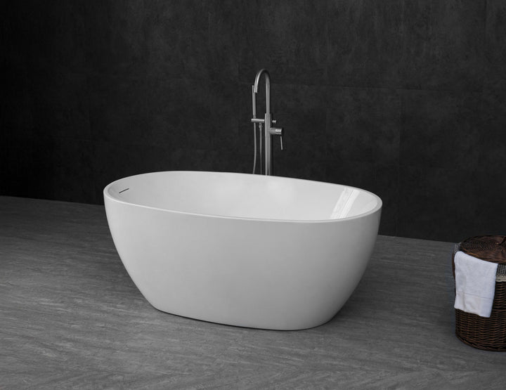 Vinny 1300 Gloss White Freestanding Bath with Overflow - view 2