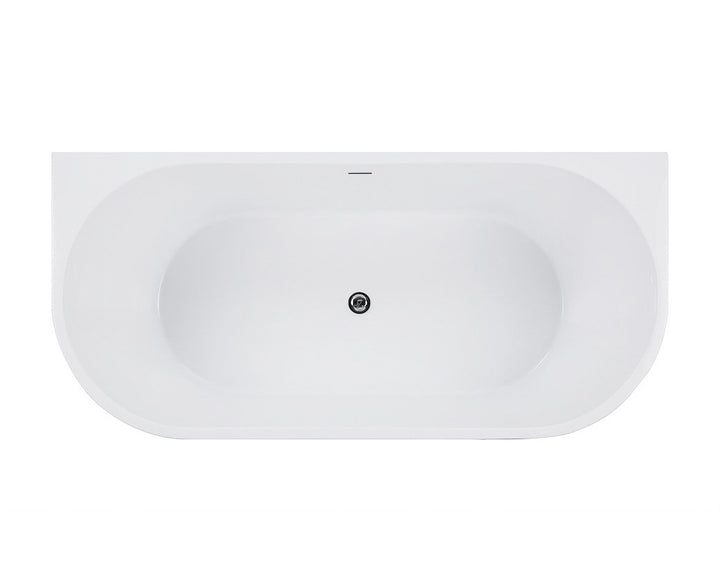 Verona 1700 Gloss White Back to Wall Bath with Overflow - view 2