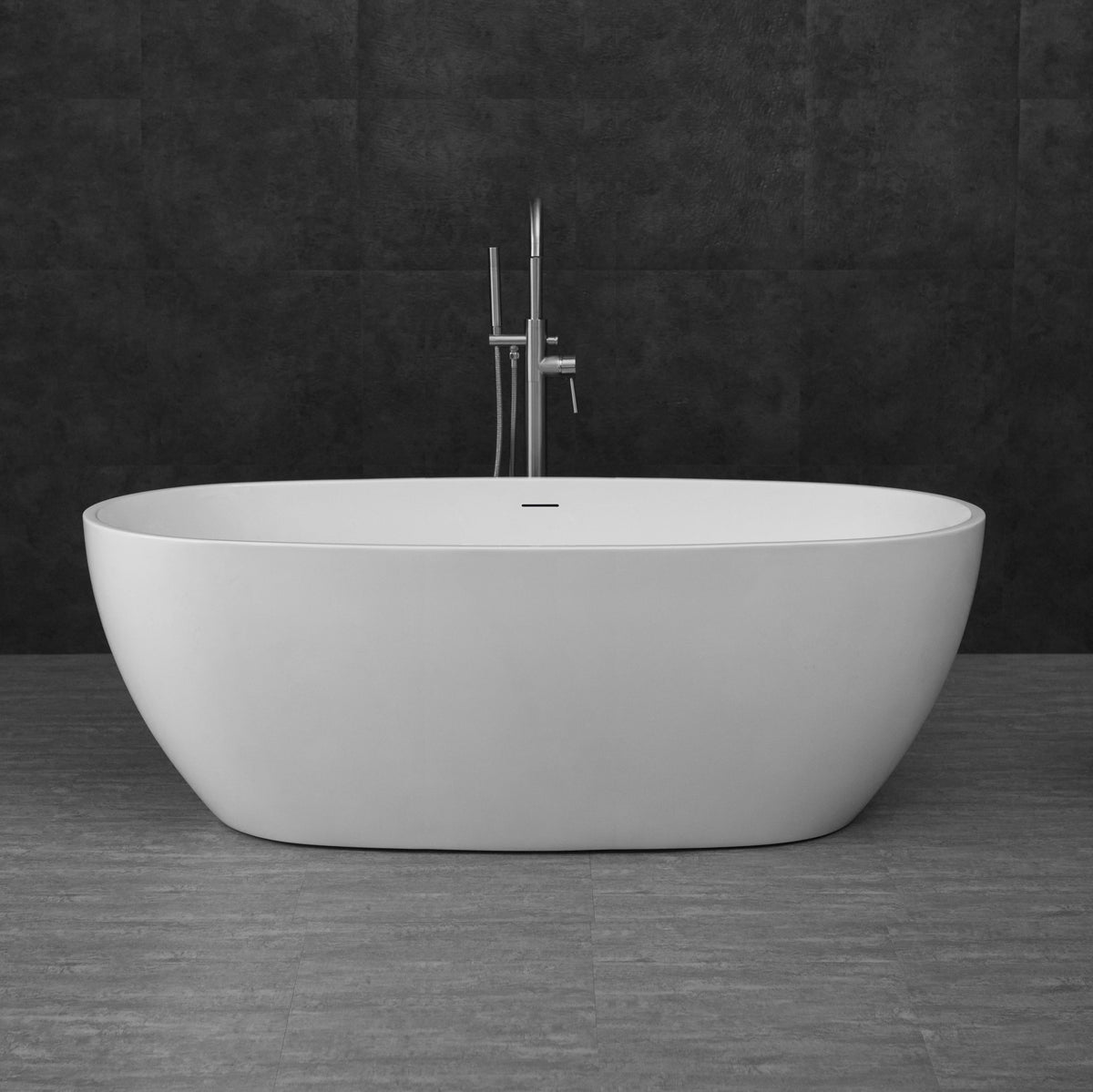 Vinny 1700 Matte White Freestanding Bath with Overflow - main view