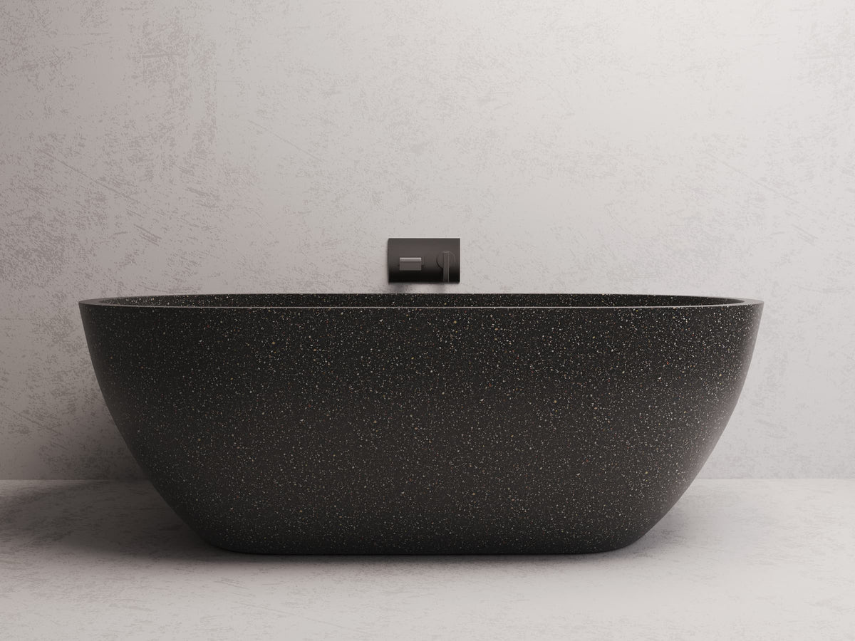 Indy freestanding bath — Black terrazzo lifestyle