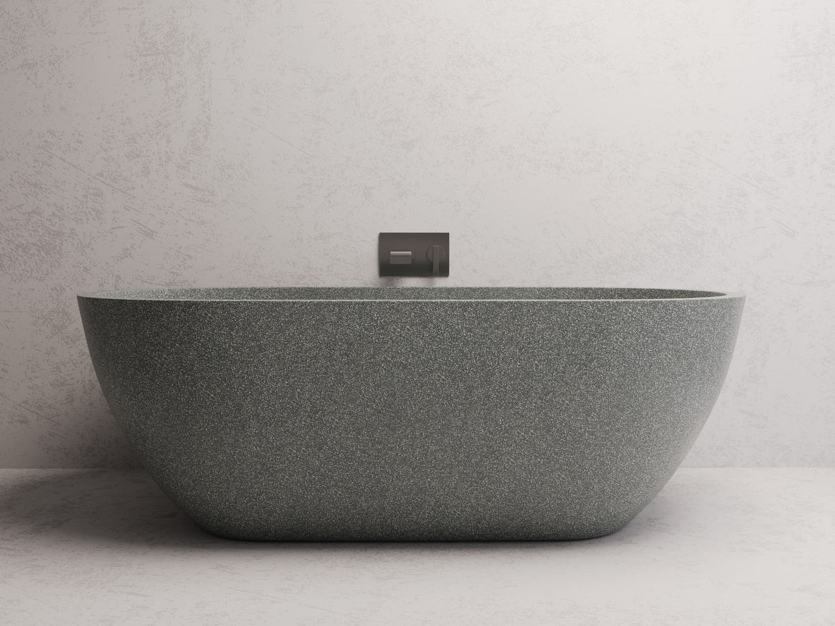 Indy freestanding bath — Grey terrazzo lifestyle