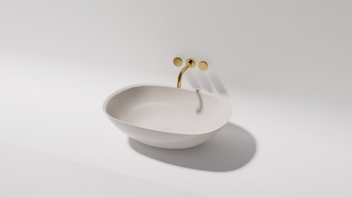 Julia above counter basin — side view