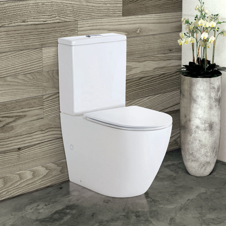 Koko Tornado Flush Back-to-Wall Toilet Suite, Gloss White with Slim Seat - lifestyle