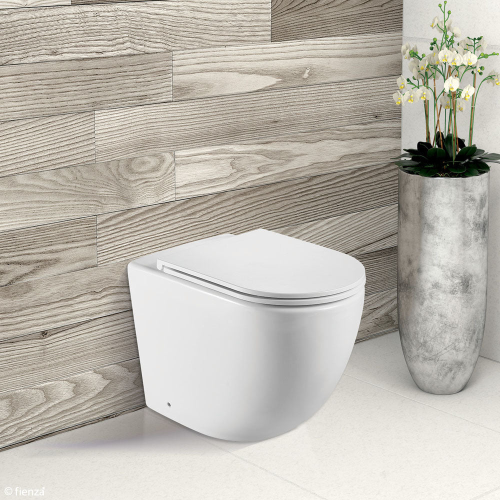 Koko Tornado Flush Wall-Faced Toilet Suite, Matte White with Slim Seat - lifestyle