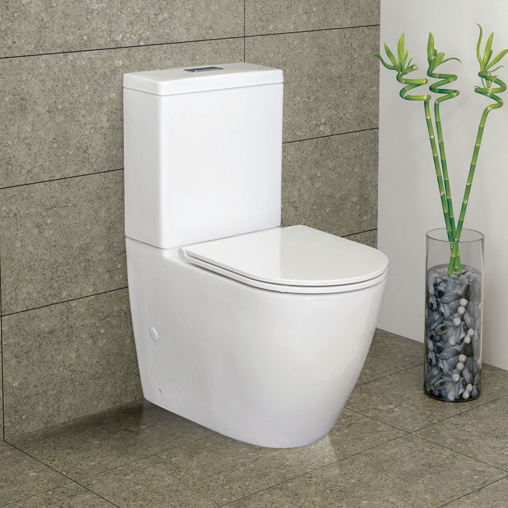 Empire Back-to-Wall Toilet Suite, Gloss White with Slim Seat - lifestyle