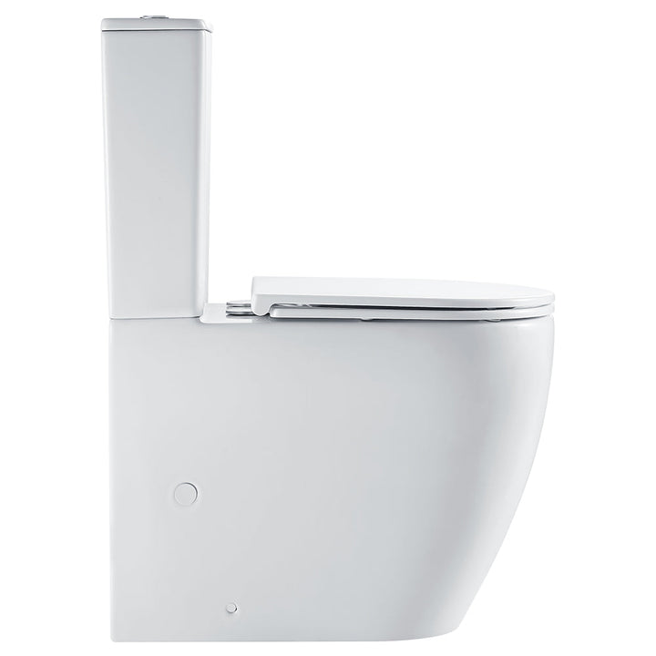 Alix Slim Cistern Back-to-Wall Toilet Suite, Gloss White with Slim Seat - lifestyle