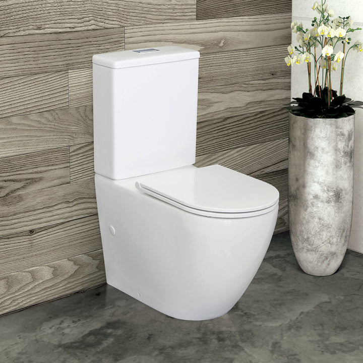 Alix Back-to-Wall Toilet Suite, Gloss White with Slim Seat - lifestyle