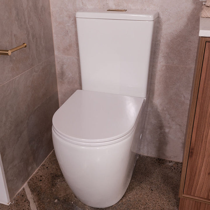 Alix Back-to-Wall Toilet Suite, Gloss White with Slim Seat - product