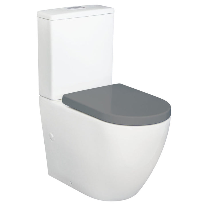 Alix Back-to-Wall Toilet Suite, Gloss White with Grey Seat - product