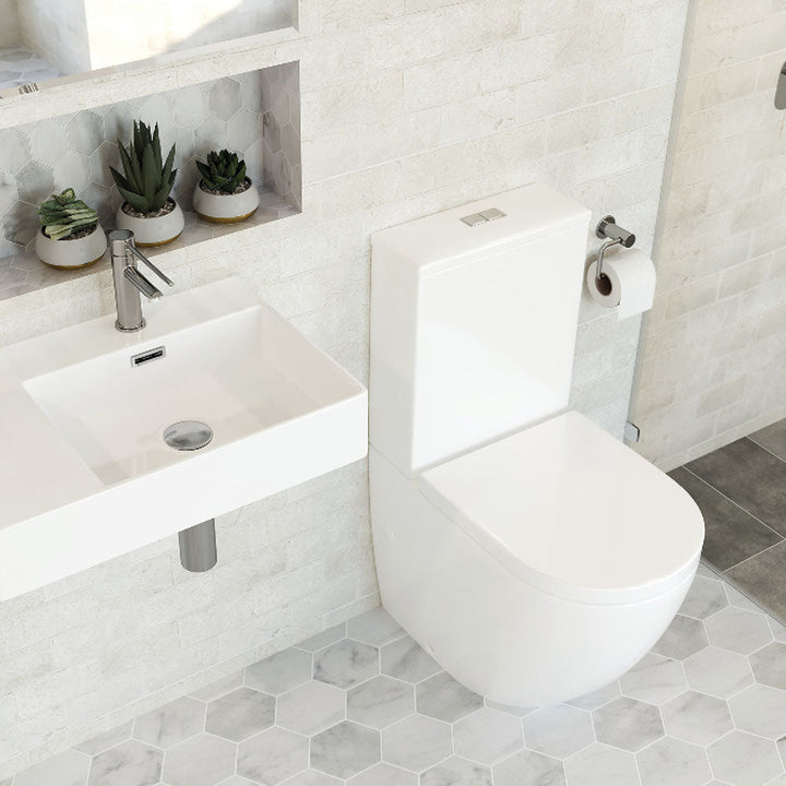 Alix Back-to-Wall Toilet Suite, Gloss White - lifestyle