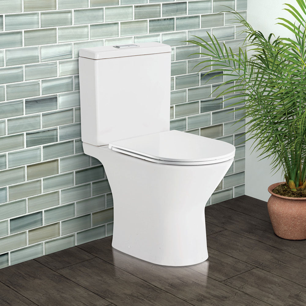 Chica Close-Coupled Toilet Suite, Gloss White with Slim Seat - lifestyle
