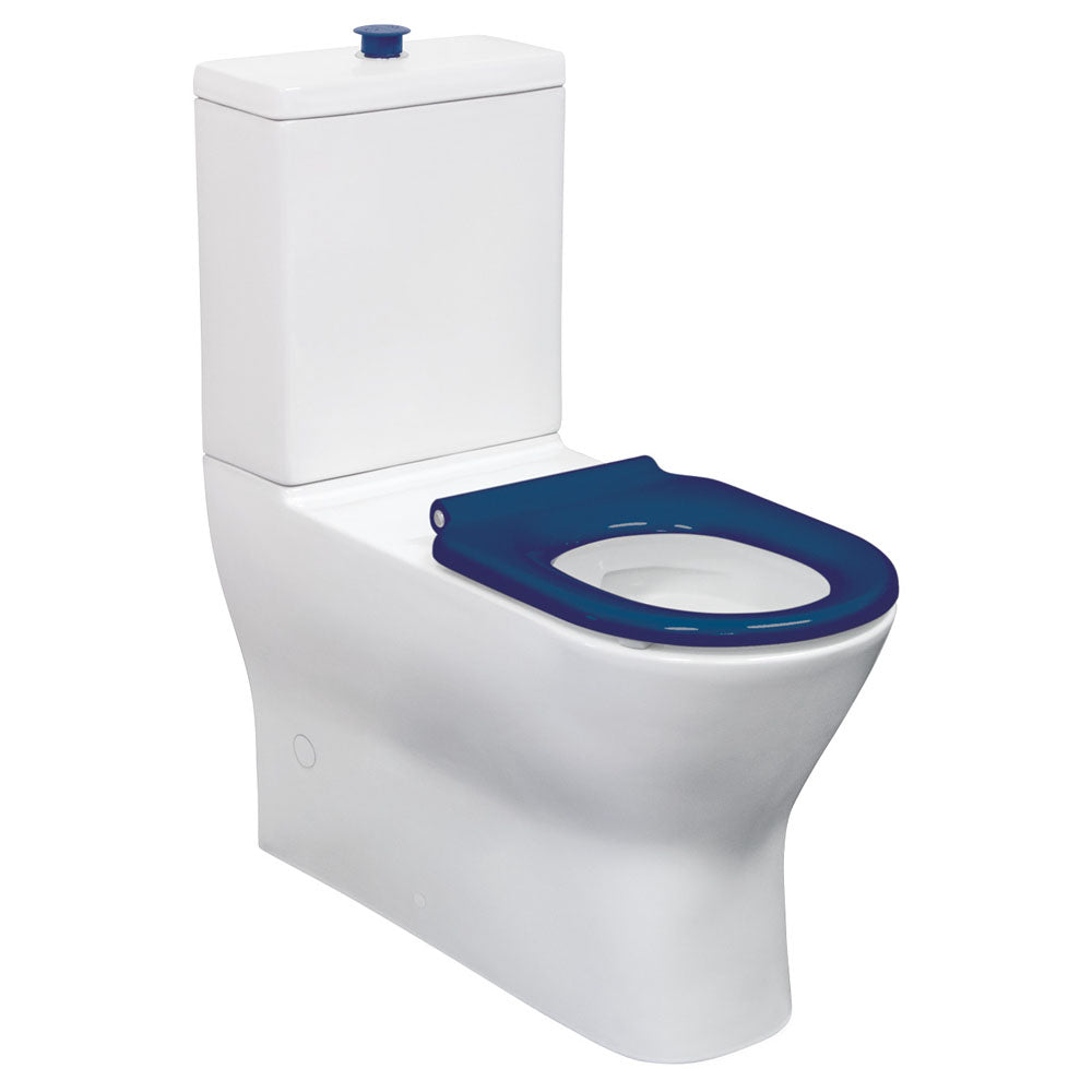 Delta Care Back-to-Wall Toilet Suite, Gloss White with Blue Seat - product