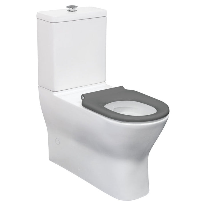 Delta Care Back-to-Wall Toilet Suite, Gloss White with Grey Seat - product