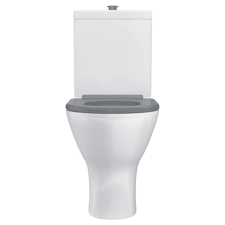 Delta Care Back-to-Wall Toilet Suite, Gloss White with Grey Seat - product