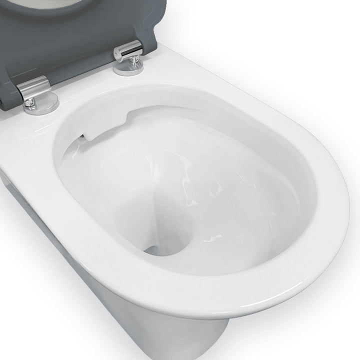 Delta Care Back-to-Wall Toilet Suite, Gloss White with Grey Seat - lifestyle