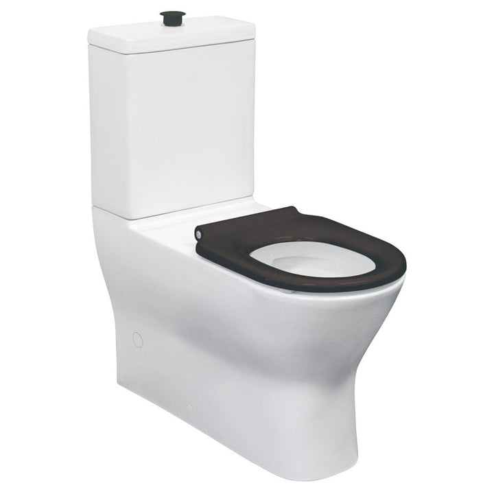 Delta Care Back-to-Wall Toilet Suite, Gloss White with Black Seat - product