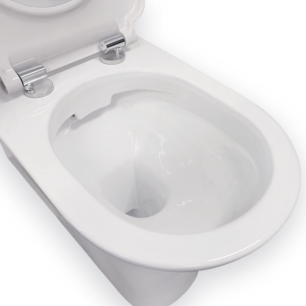Delta Care Back-to-Wall Toilet Suite, White Seat, Slim Buttons - product