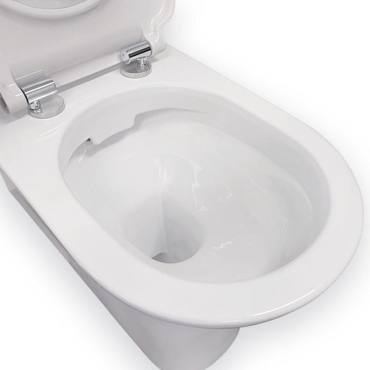 Delta Care Back-to-Wall Toilet Suite, White Seat, Slim Buttons - product