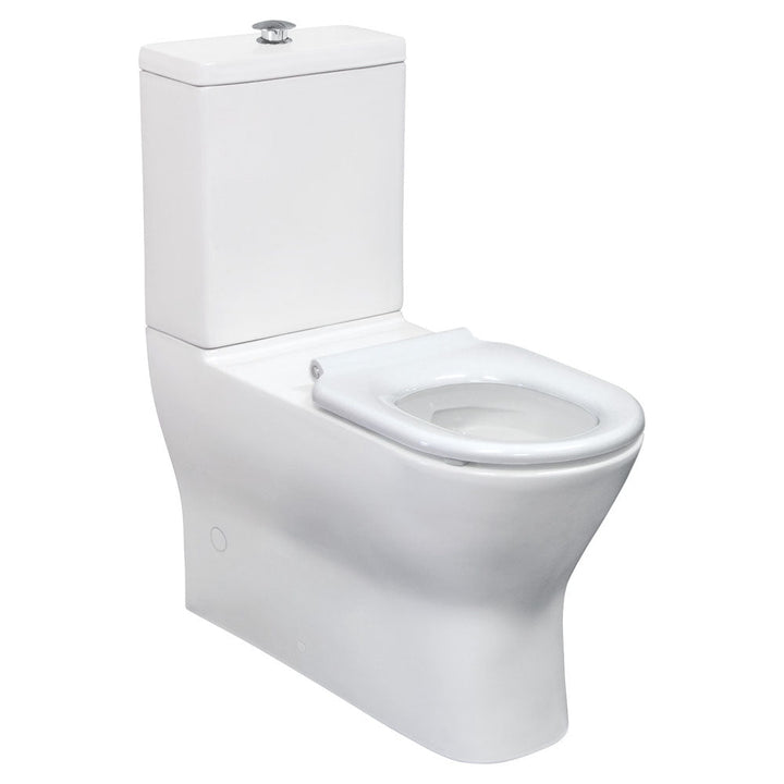 Delta Care Back-to-Wall Toilet Suite, White Seat, Raised Buttons - product