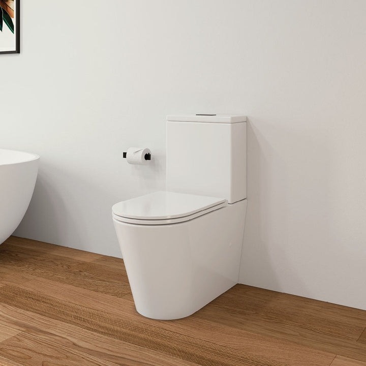 Isabella Back-to-Wall Toilet Suite, Gloss White with Slim Seat - lifestyle