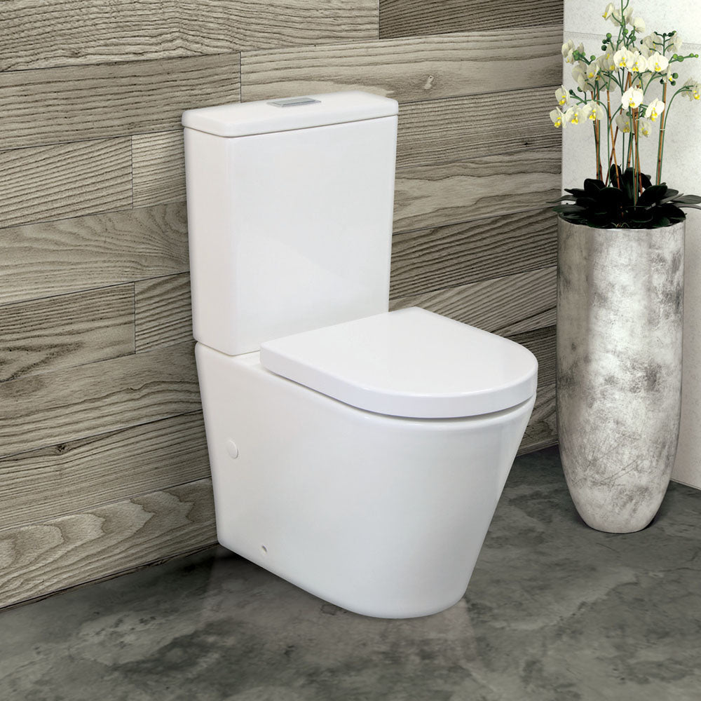 Isabella Back-to-Wall Toilet Suite, Gloss White - lifestyle