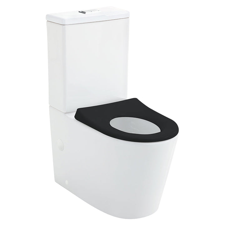 Isabella Junior Tornado Flush Back-to-Wall Toilet Suite, Black Seat - product