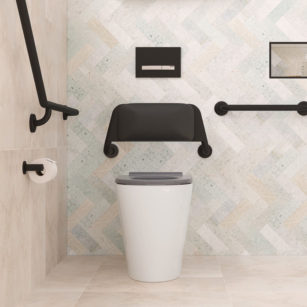 Isabella Care Wall-Faced Toilet Suite, Gloss White with Grey Seat - lifestyle