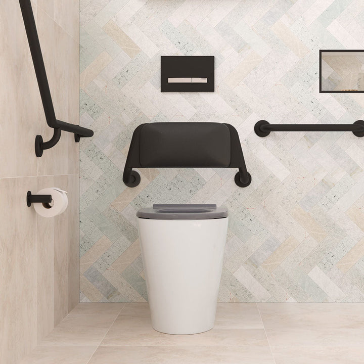 Isabella Care Wall-Faced Toilet Suite, Gloss White with Grey Seat - lifestyle