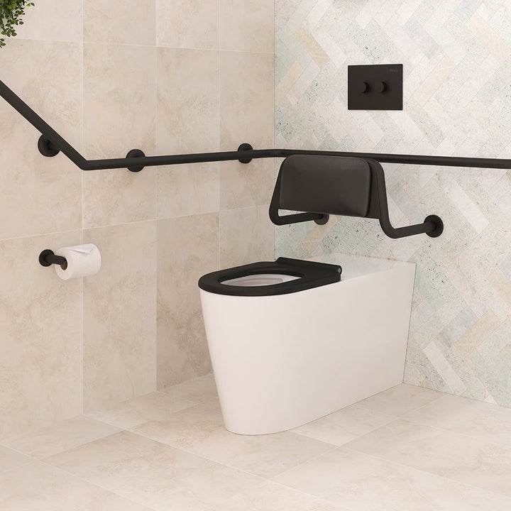 Isabella Care Wall-Faced Toilet Suite, Gloss White with Black Seat - product