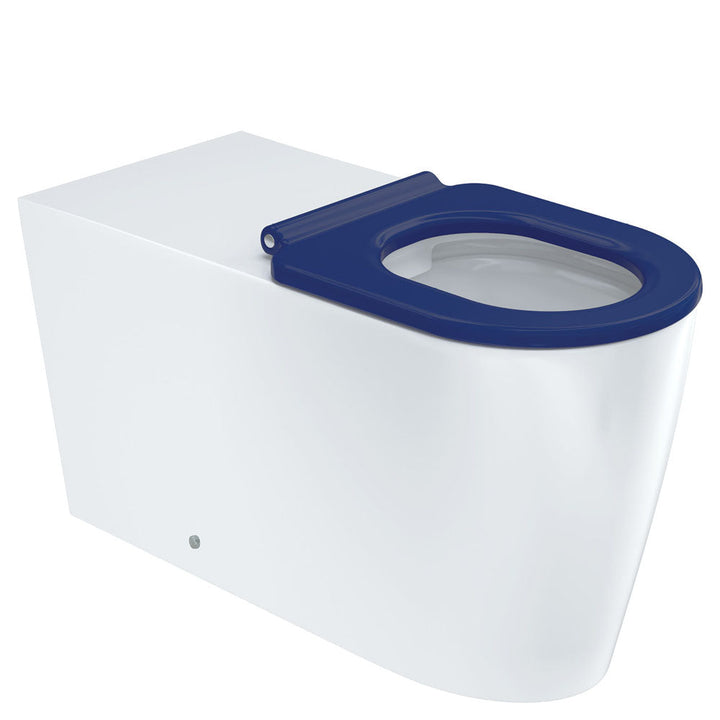 Isabella Care Wall-Faced Toilet Suite, Gloss White with Blue Seat - product