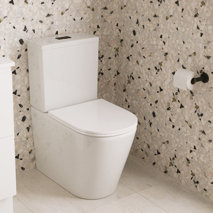 Kaya Tornado Flush Back-to-Wall Toilet Suite, Gloss White with Slim Seat - lifestyle