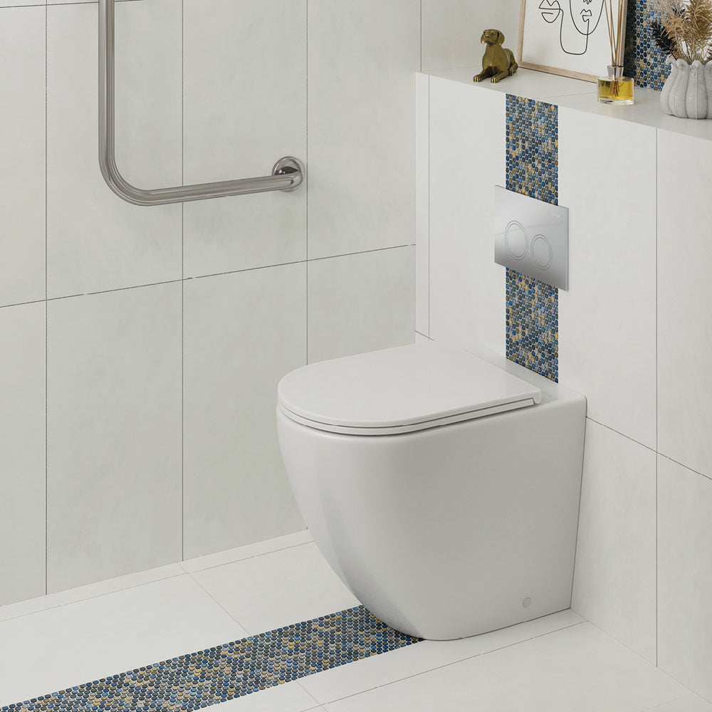 Alix Ambulant Wall-Faced Toilet Suite, Gloss White with Slim Seat - lifestyle