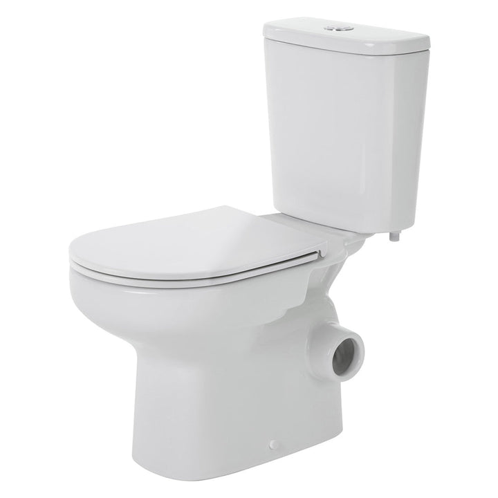 Petra Close-Coupled Toilet Suite, Right Skew Trap, Gloss White with Slim Seat - product