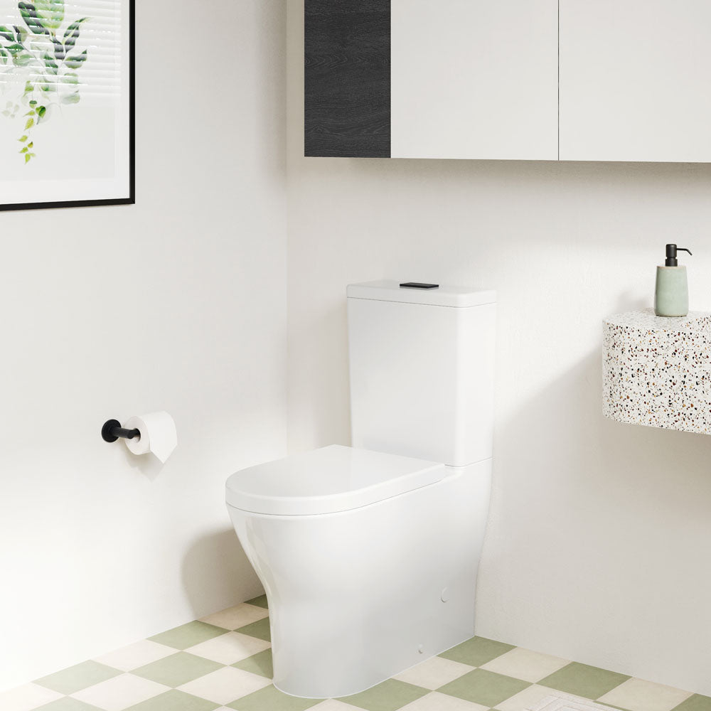 Tono Tornado Flush Back-to-Wall Toilet Suite, Gloss White - lifestyle