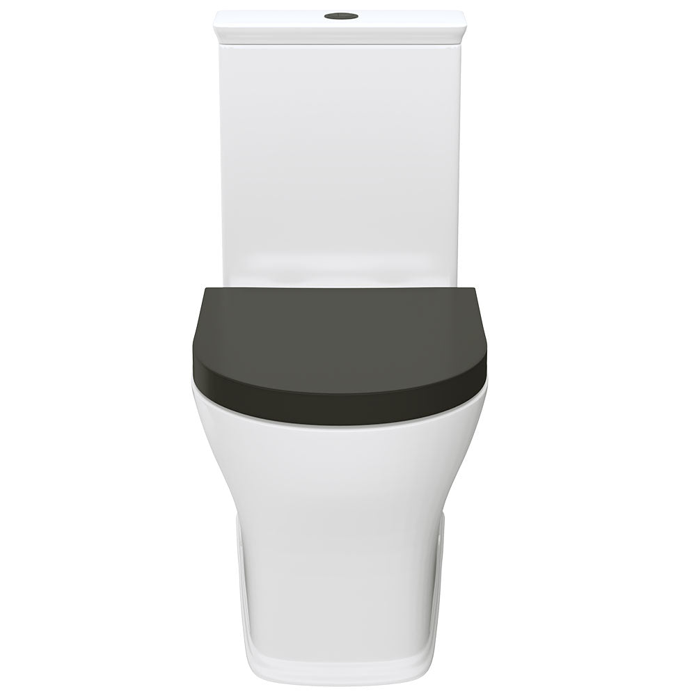 Lillian Tornado Flush Back-to-Wall Toilet Suite, Gloss White with Black Seat - product