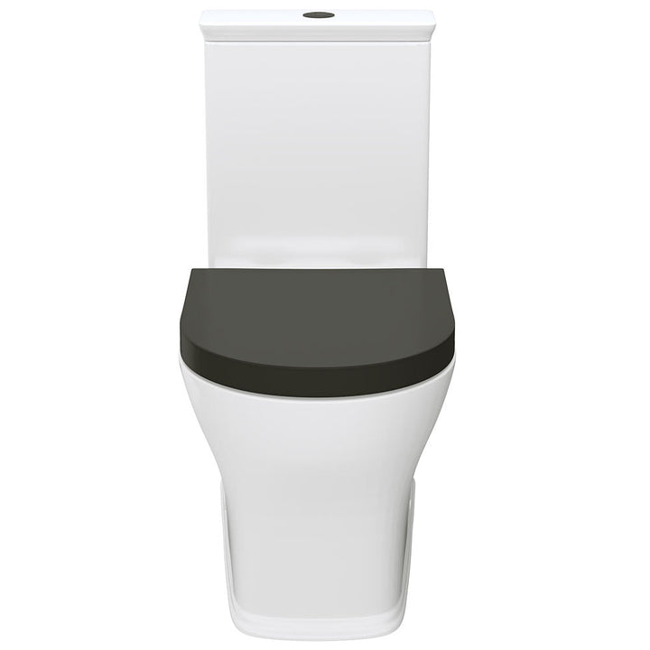 Lillian Tornado Flush Back-to-Wall Toilet Suite, Gloss White with Black Seat - product