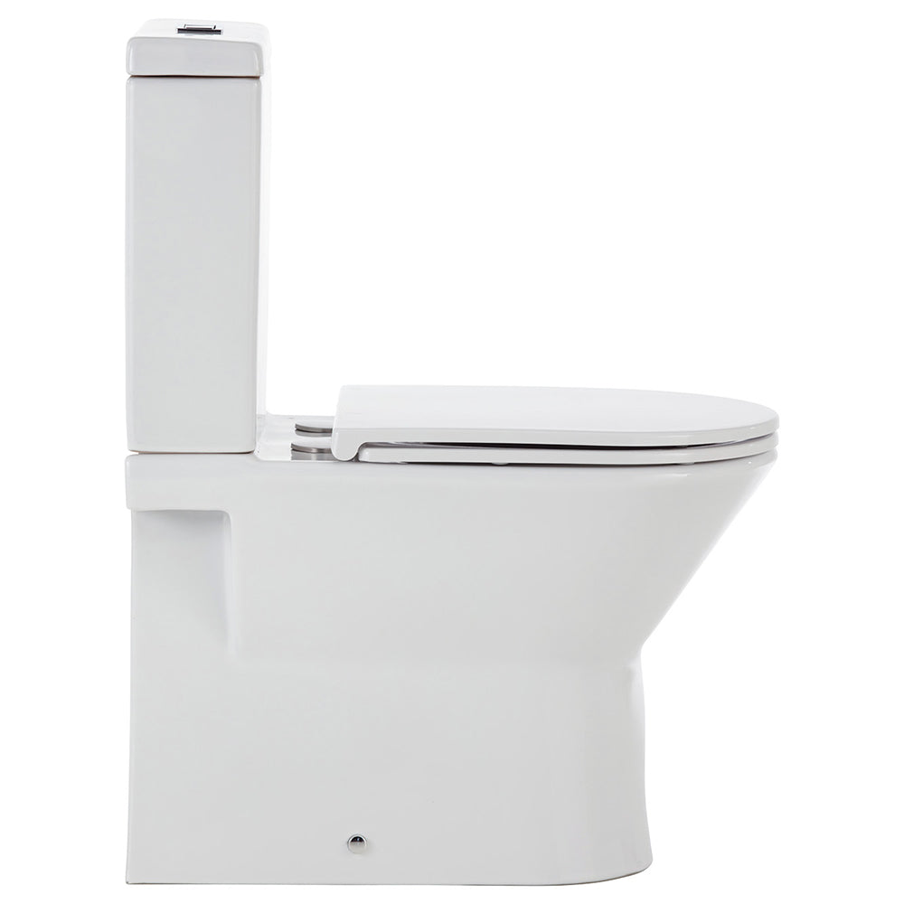 Escola Back-to-Wall Toilet Suite, Gloss White with Slim Seat - lifestyle