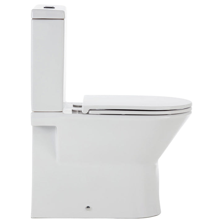 Escola Back-to-Wall Toilet Suite, Gloss White with Slim Seat - lifestyle