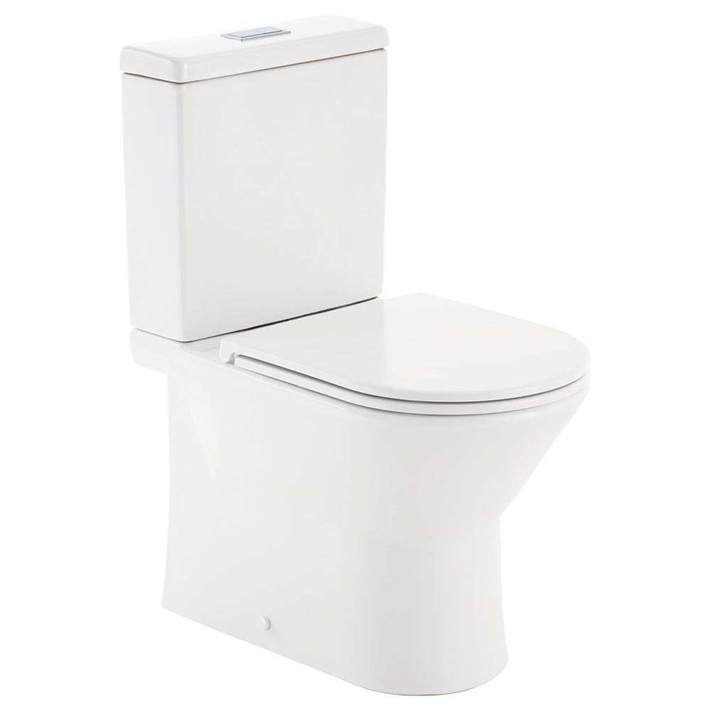 Escola Back-to-Wall Toilet Suite, Gloss White with Slim Seat - product