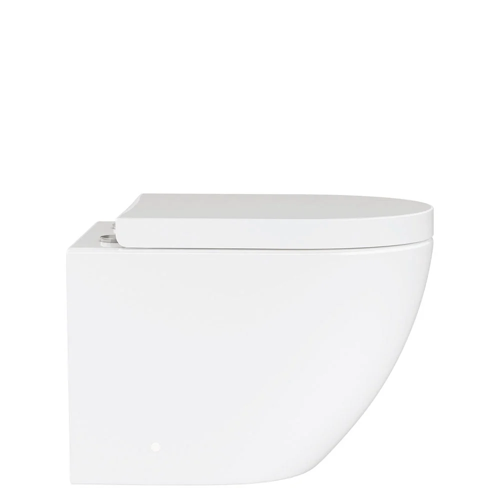 Koko Tornado wall-hung toilet suite — Gloss White pan (studio side-profile)