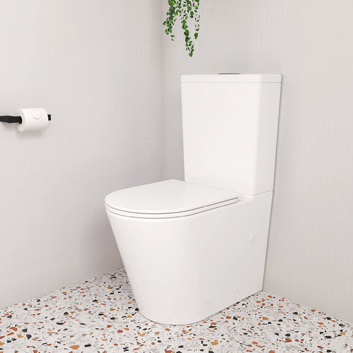 Aluca Tornado Flush Back-to-Wall Toilet Suite, Gloss White with Slim Seat - lifestyle