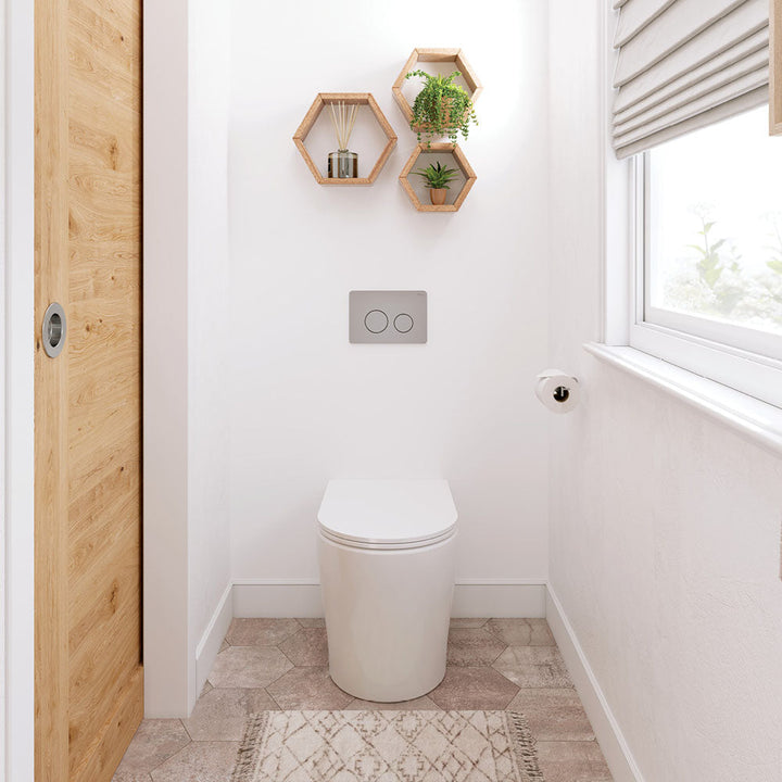 Aluca Tornado Flush Wall-Faced Toilet Suite, Gloss White with Slim Seat - lifestyle