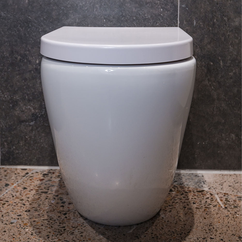 Aluca Tornado Flush Wall-Faced Toilet Suite, Gloss White with Slim Seat - product