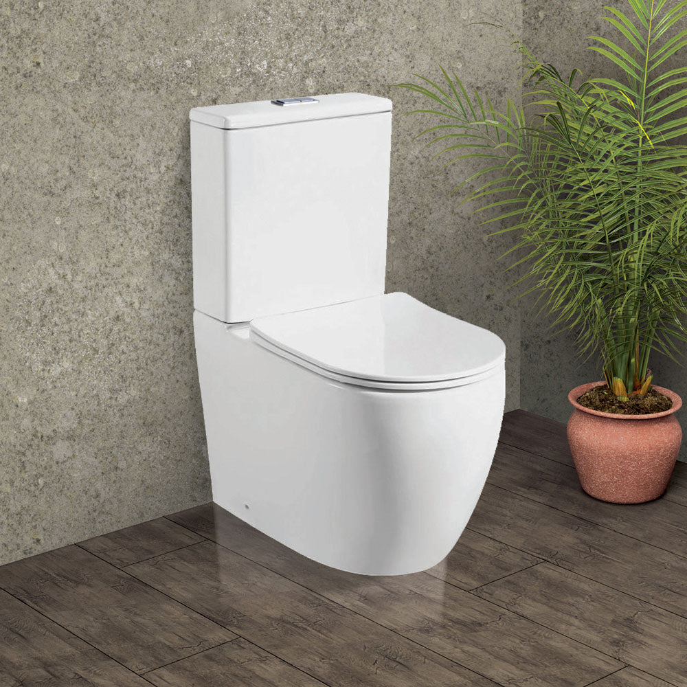 Hana Back-to-Wall Toilet Suite, Gloss White - lifestyle