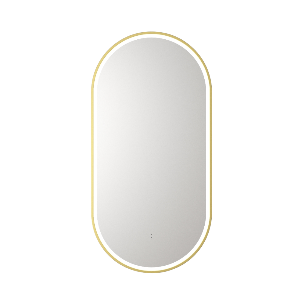 Beau Monde Pill 450mm LED Mirror - Brushed Gold