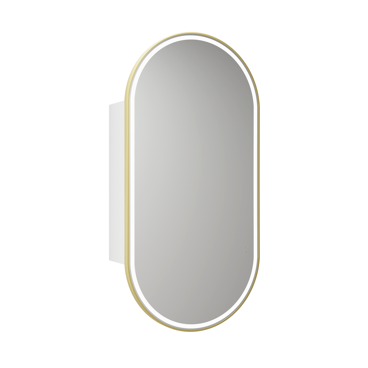Beau Monde LED Shaving Cabinet - Matte White / Brushed Gold Frame (LSCBM-450-MW-BG)