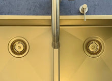 Load image into Gallery viewer, Lavello Kitchen Sink - Double Bowl 760 x 440 - Brushed Bronze Gold Meir
