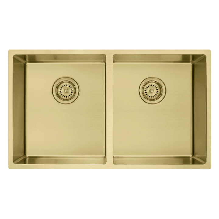 Coloured Double Bowl Sink 75L - Light Gold